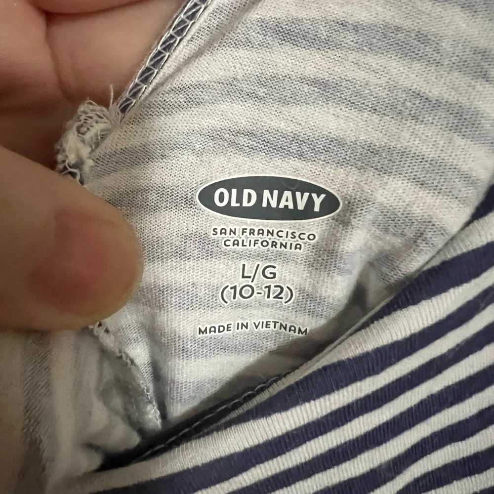 OLD NAVY Classic Striped Casual Summer Swing Dress Blue White Girls Size L 10/12